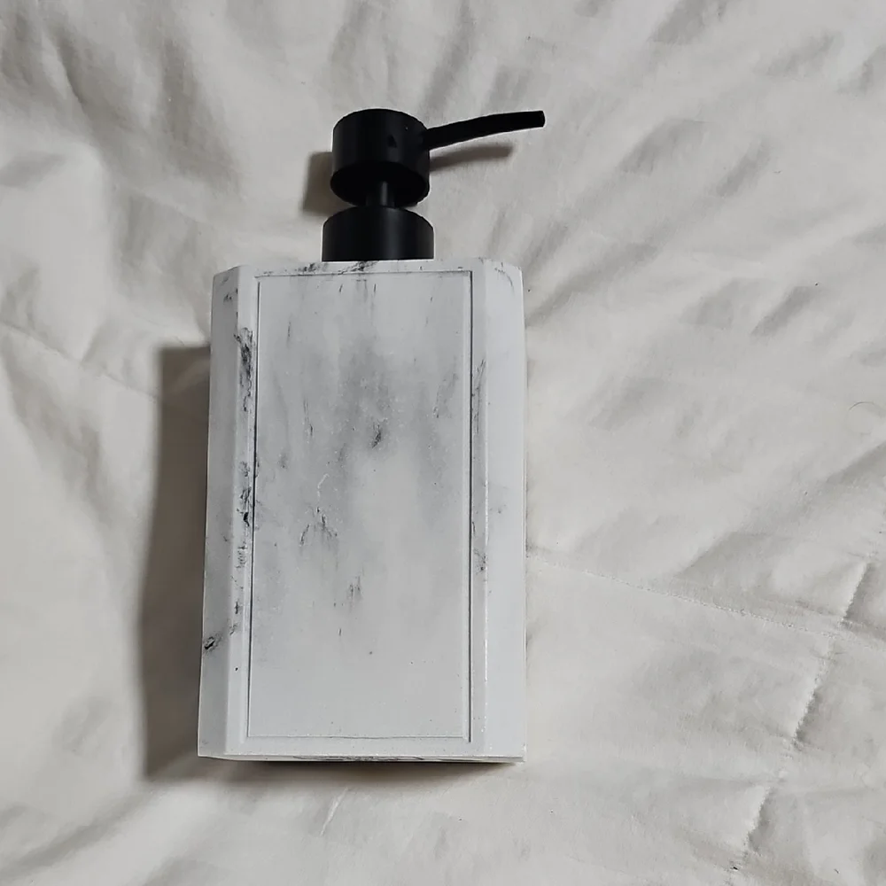 Marble Soap Dispenser with Black Pump